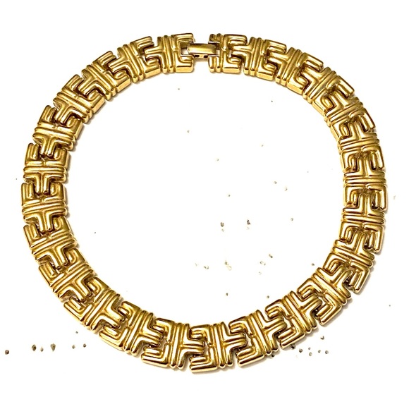 Vintage Jewelry - Vintage Thick Gold Collar Necklace